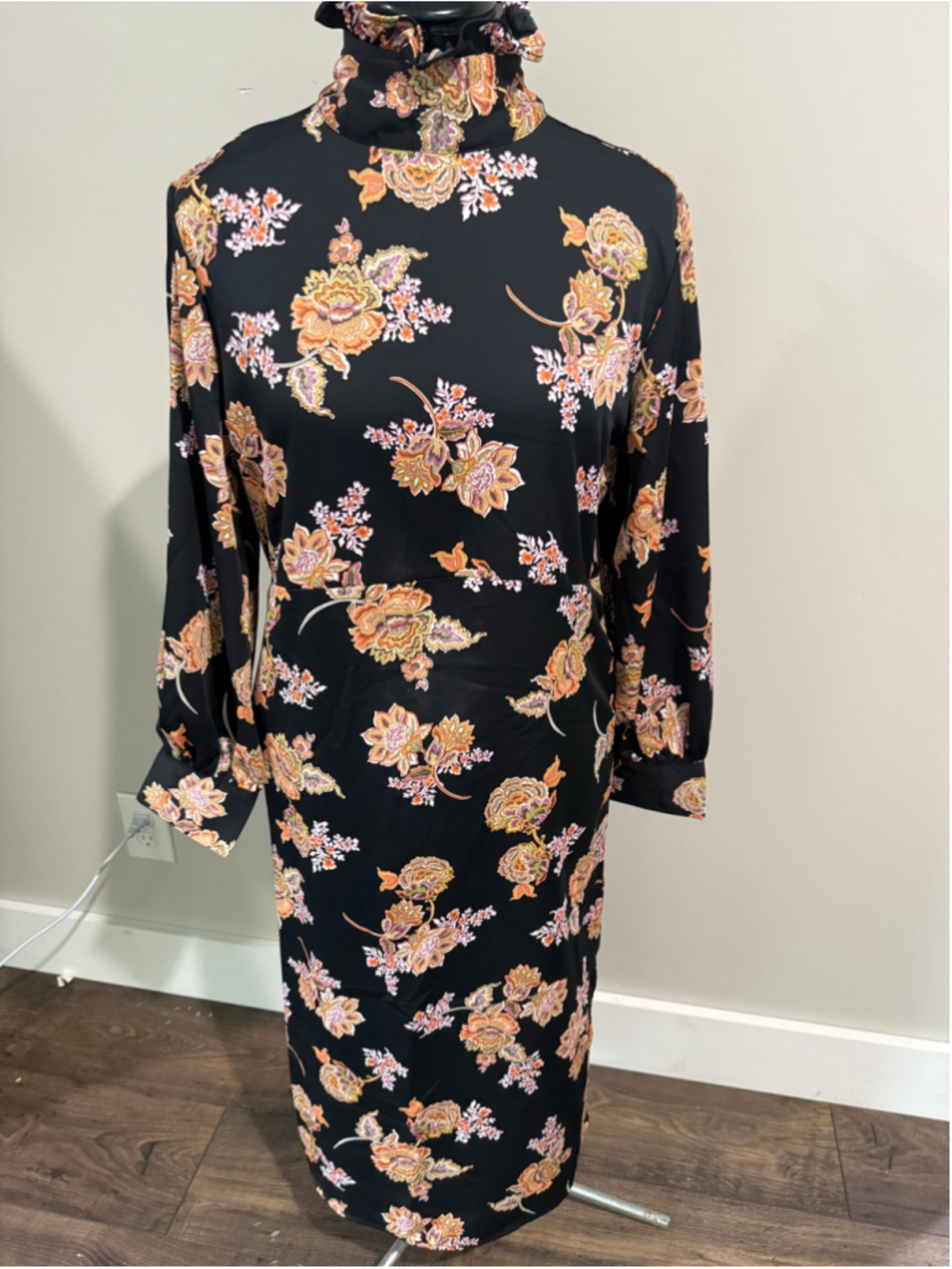Who What Wear Black Prairie Paisley Dress XS Fall